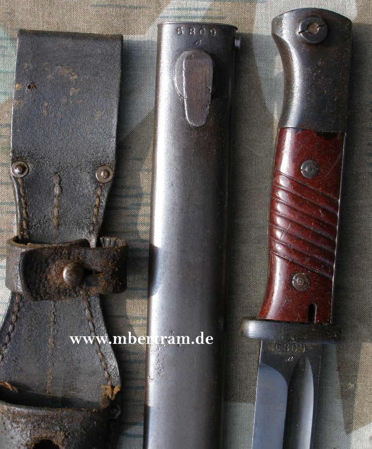 K 98 Seitengewehr 84/98, 2. WK, nrgl,. 44 ffc, Koppelschuh