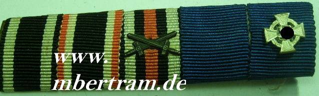5er Bandspange: EK 2. 14 ,KvK39, Ehrenkr. Mi.DA, TreuD.Ehz.