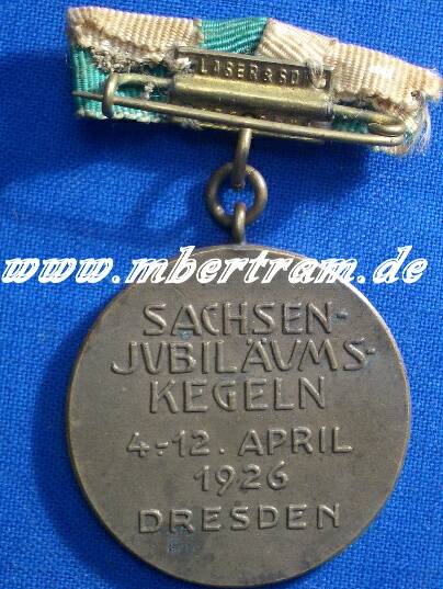 Medaille: Jubiläumskegeln Sachsen, Dresden 04-12.04.1926