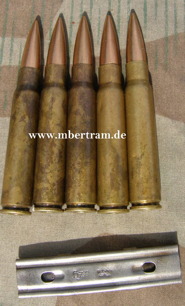 K 98/ K 43 Ladestreifen, 5 Messingpatronen, nrgl."P154-40"