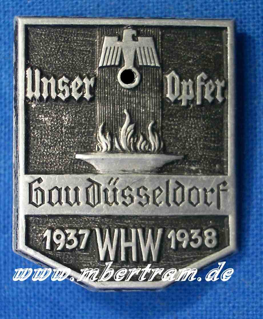 WHW Abzeichen Unser Opfer Gau Düsseldorf 1937-1938