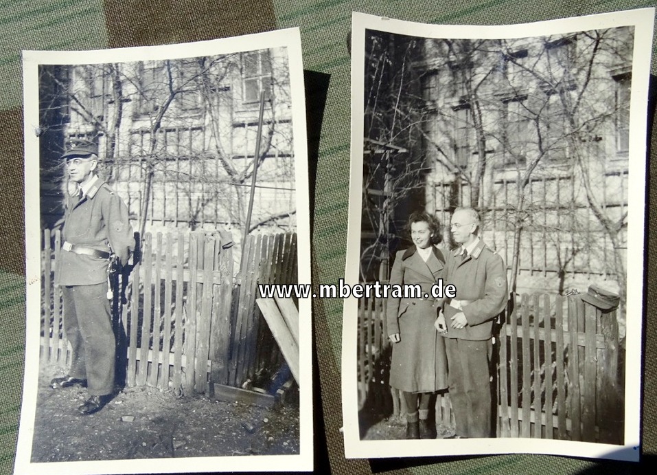 2 Fotos Luftschutz Polizist. Luftwaffen Fliegerbluse mit Polizeiadler auf Ärmel