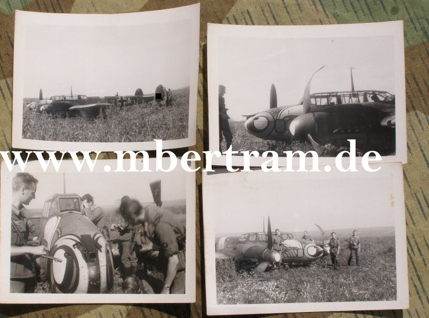 4 Fotos notgelandete Me 110, Zerstörer Geschwader 1,1942