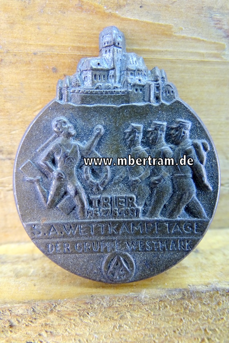 Treffabzeichen: "S.A. Wettkampftage der Gruppe Westmark, Trier 26.27.06.1937",