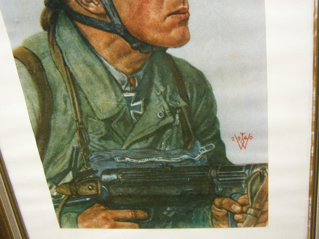 Porträt Ritterkreuzträger Fallschirmjäger Feldwebel. Arpke, gerahmt, dekorativ. 88 x 69