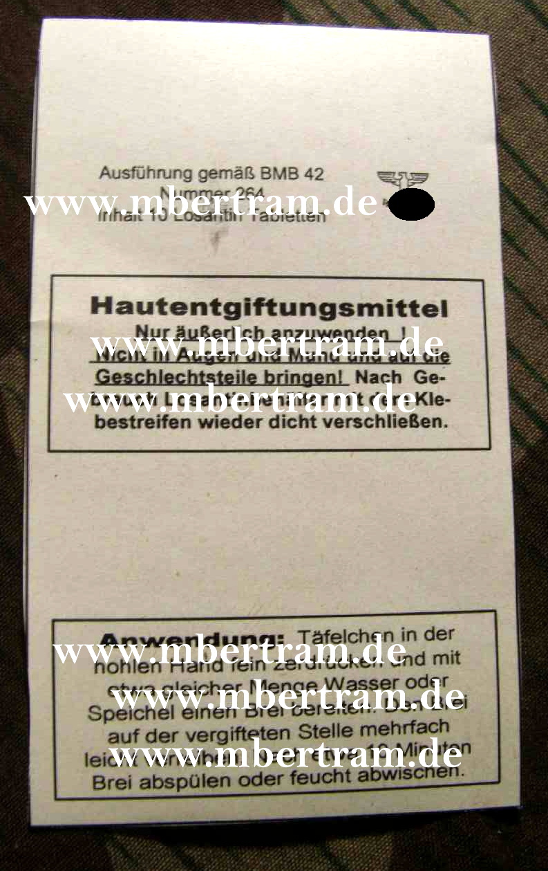 Papier Aufkleber für Gas-Hautentgiftungsmittel Losantin