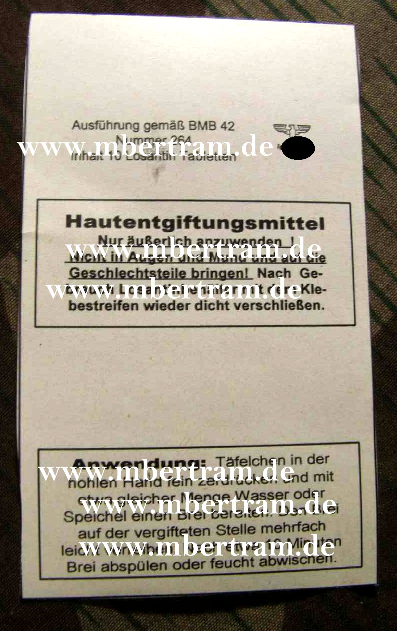 Papier Aufkleber für Gas-Hautentgiftungsmittel Losantin