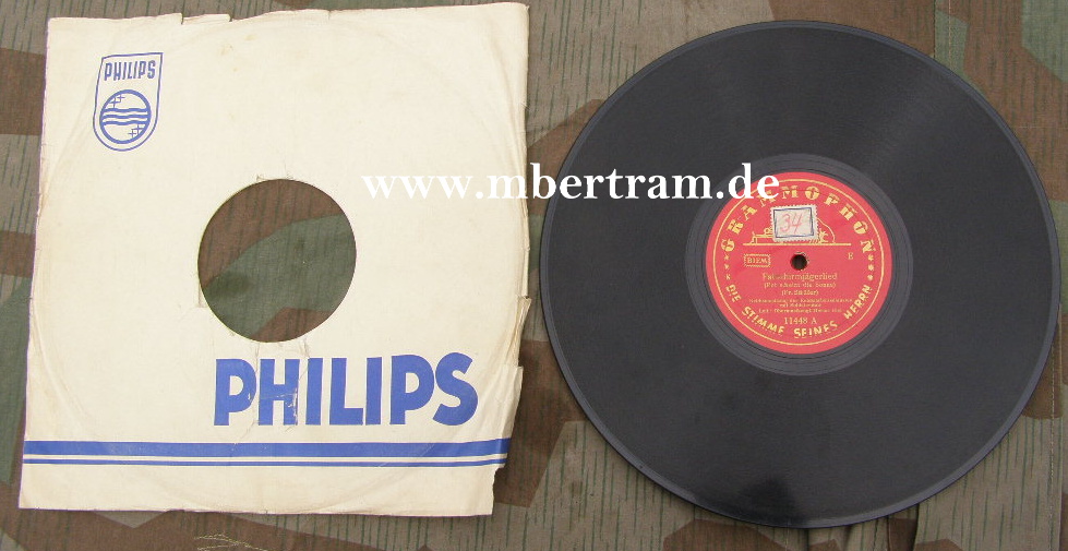 Schellack Langspielplatte um 1941 mit "Fallschirmjäger Lied"