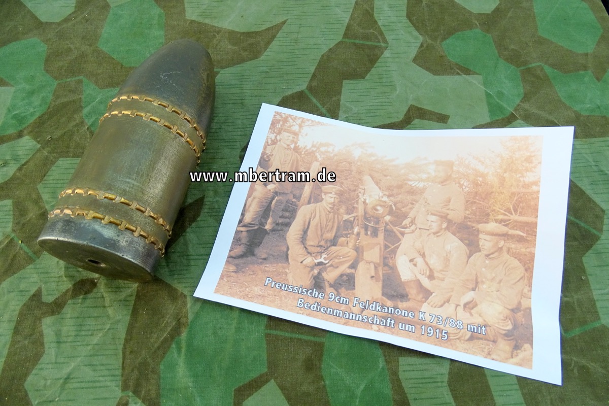 Preussische 9 cm Deko Spreng Granate Modell 1882, Selten !