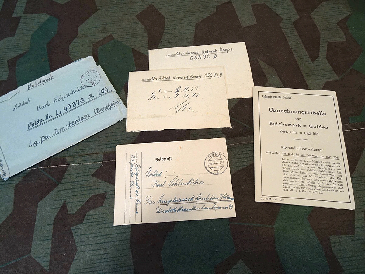 Wehrmachts Feldpost aus Holland mit Umrechnungstabelle in Gulden  Wehrmachts Feldpost aus Holland mit Umrechnungstabelle in Gulden