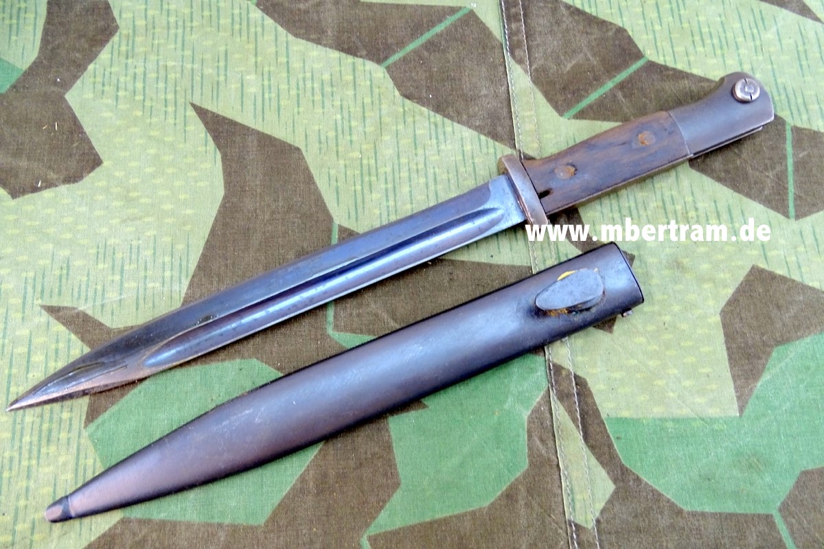 Seitengewehr SG 84/98 um 1936, Holzgriffschalen, Repro Scheide