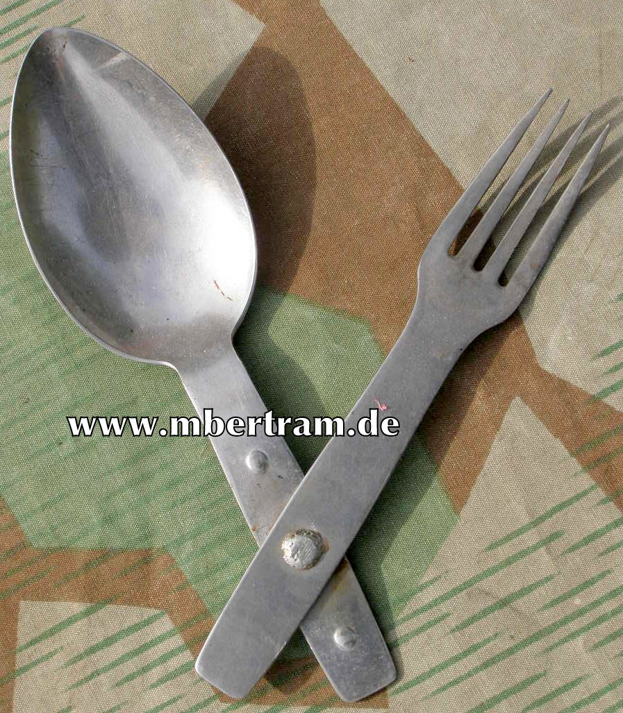 Wehrmacht, klassisches Feld Essbesteck, Gabel und Löffel, W.Seibel Mettmann 1941