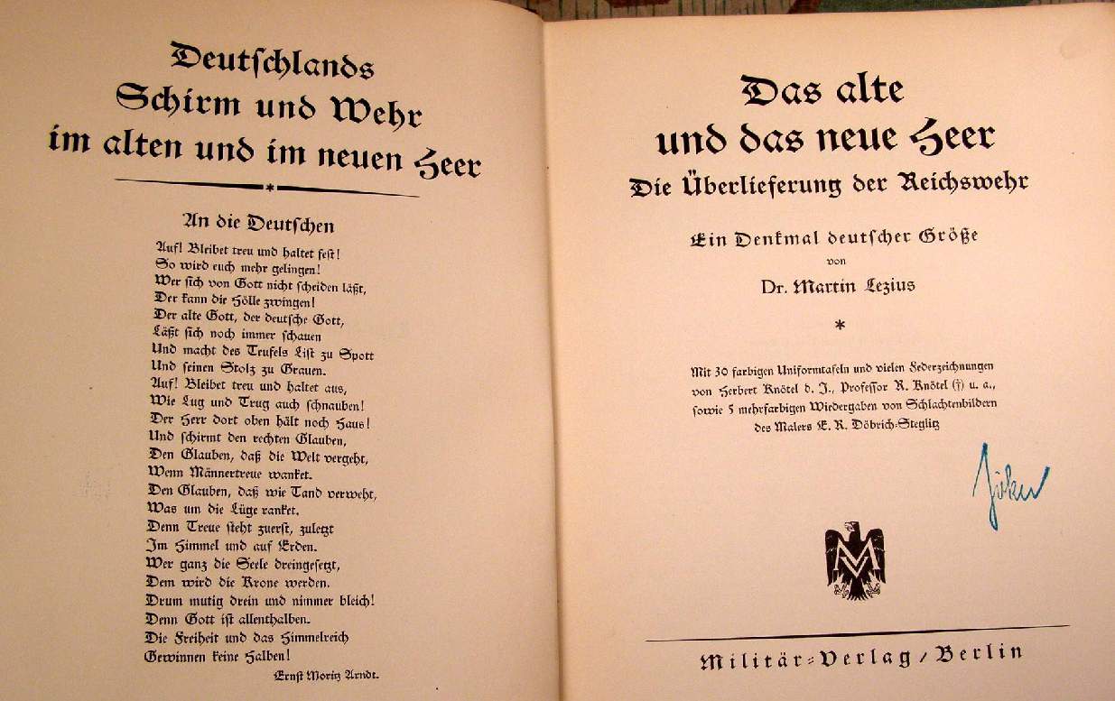LEZIUS Martin Dr : Das alte und das neue Heer. ca. 4 Kg