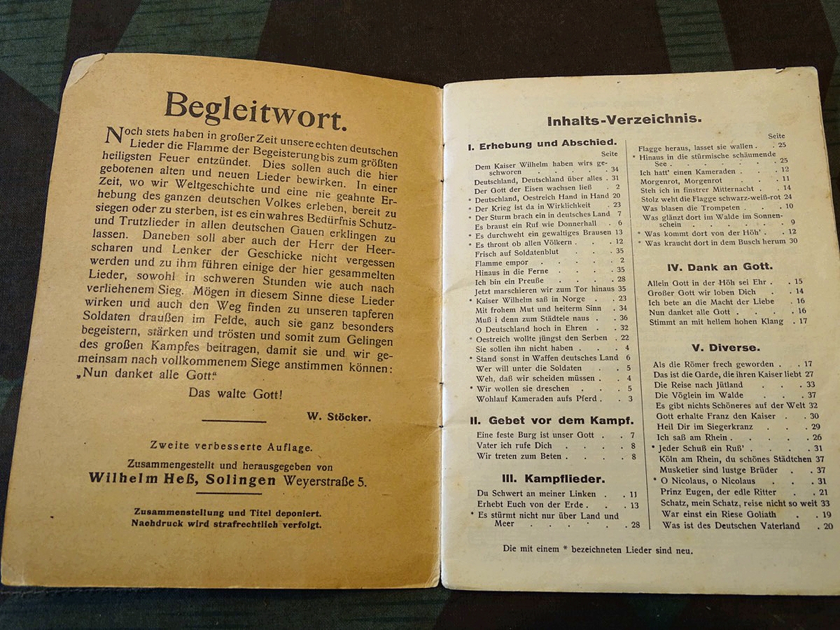 Liederheft : Die große Zeit 1914 Volks Soldatenlieder 