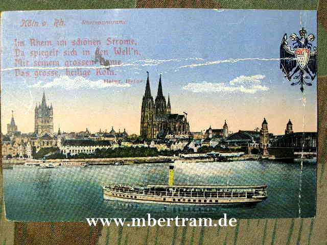 Feldpostkarte Köln am Rhein, Rheinpromenade 1915