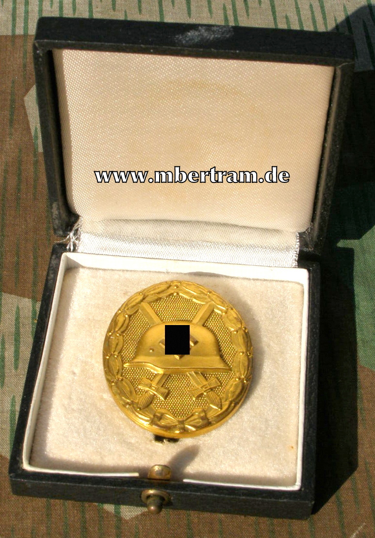Verwundeten Abzeichen 1939 in gold, Buntmetall, in Schatulle