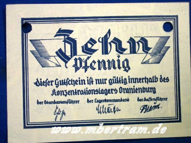 10 Pfennig Schein Lagergeld KZ Oranienburg.