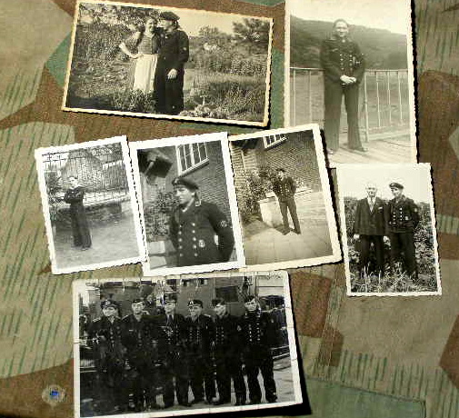 7 Fotos Kriegsmarine mit Minenräumabzeichen an Uniform