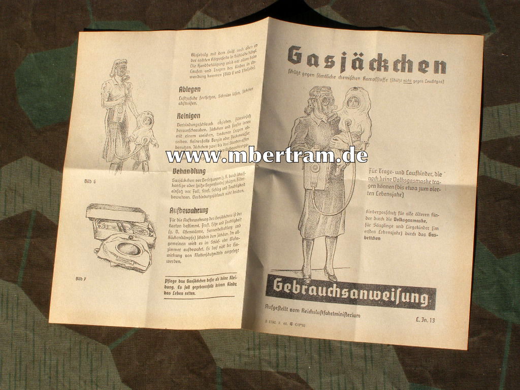 Bedienungsanleitung für Luftschutz Gasjäckchen