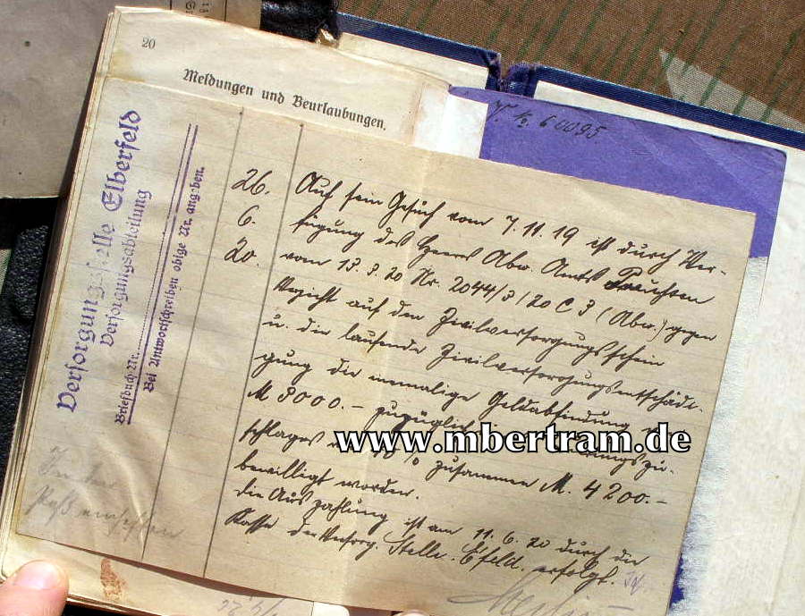 12447-26 Dokumente: Hilfs Hoboist, 6. Würtemb.Inf. Rgt. No. 124