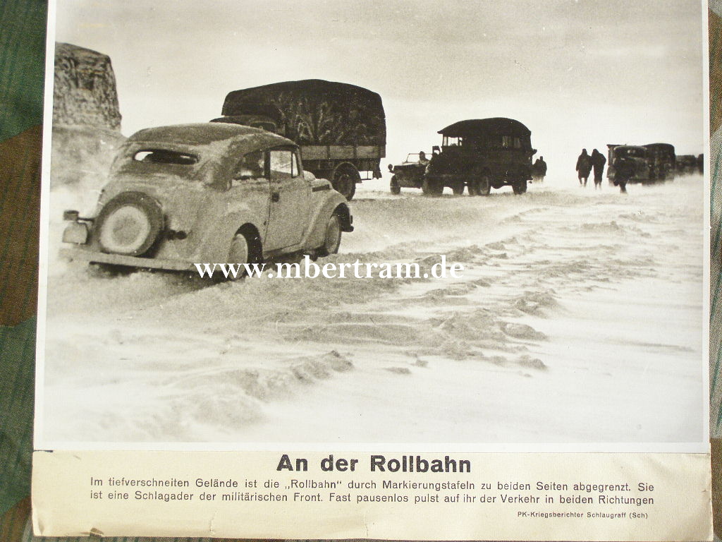 "An der Rollbahn" Wehrmachtsfahrzeuge im Winter, 17x24