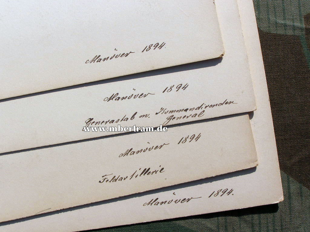 Manöver 1894, 4 Hartkarton Fotos, je ca. 22x16 cm