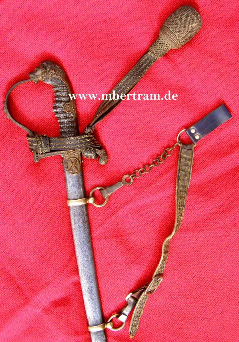 10412-1 Preussen Löwenkopfsäbel für Artillerie Offiziere um 1870