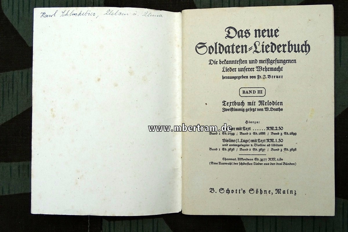 Das neue Soldaten Liederbuch ,Textbuch mit Melodien, 2 stimmig, oranges Heft 3