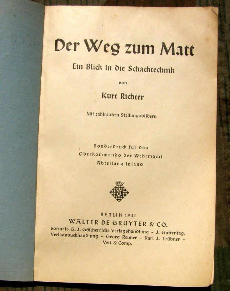 Mitgliedsabzeichen " Deutscher Schach Bund " u. Buch 1941