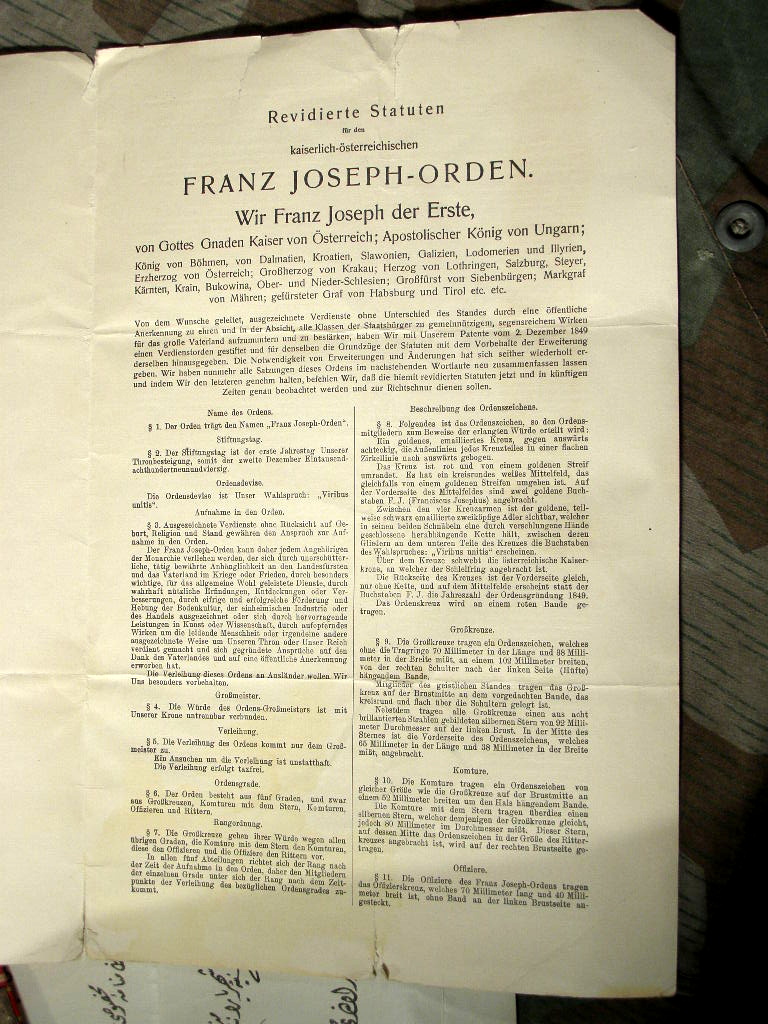 9311-6 2 Urkunden Ritterkr.Franz Joseph Orden, türk. Halbmond