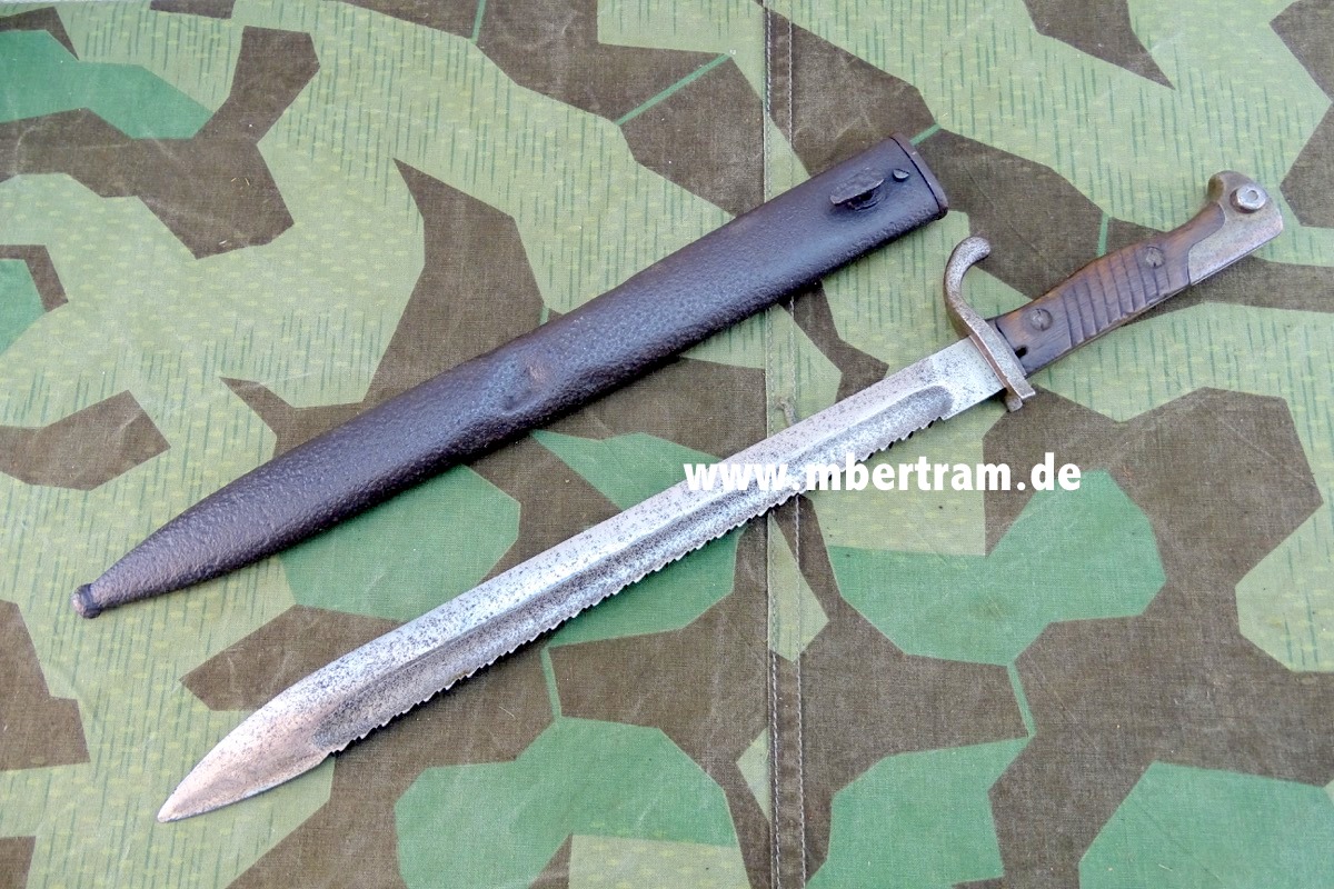1.Weltkrieg Bajonett Mod. 98/05 a.A. f. Gewehr 98, Sägerücken, Hst: " Erfurt"