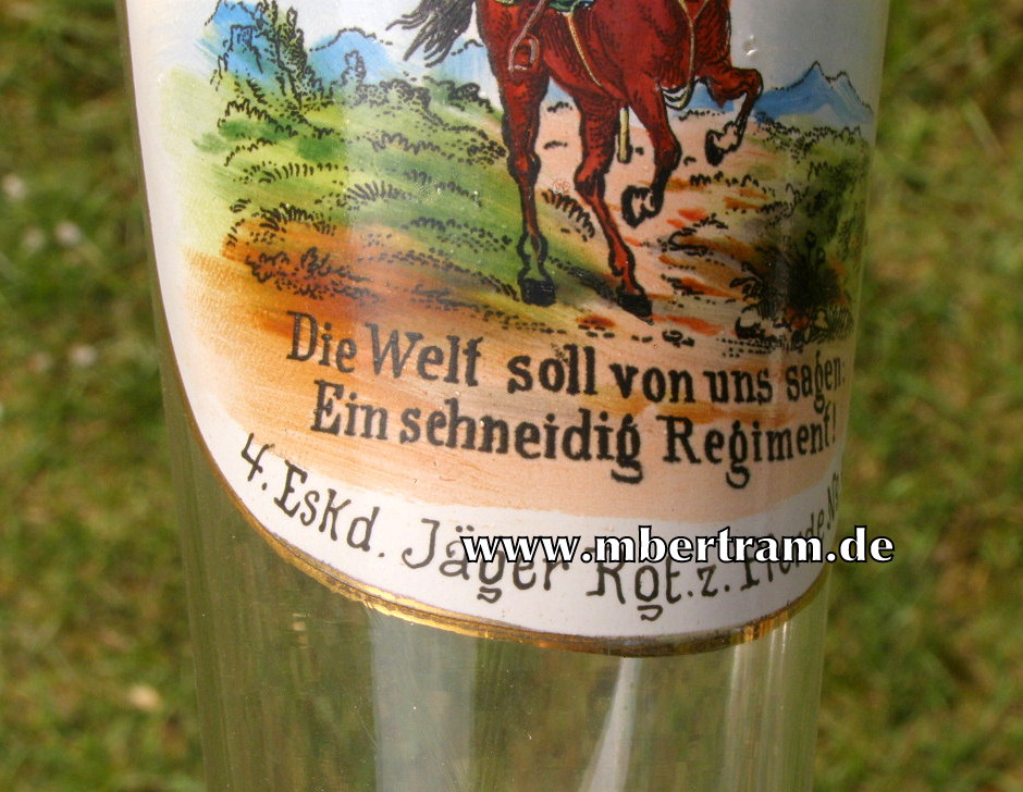 11279-4 Krug, Gläser: 4.Esk. Jäger z.Pferde No.4 Graudenz 1908