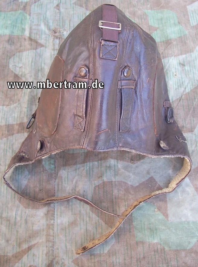 Luftwaffe Fliegerhaube,/Kopfhaube / Braune Lederausführung