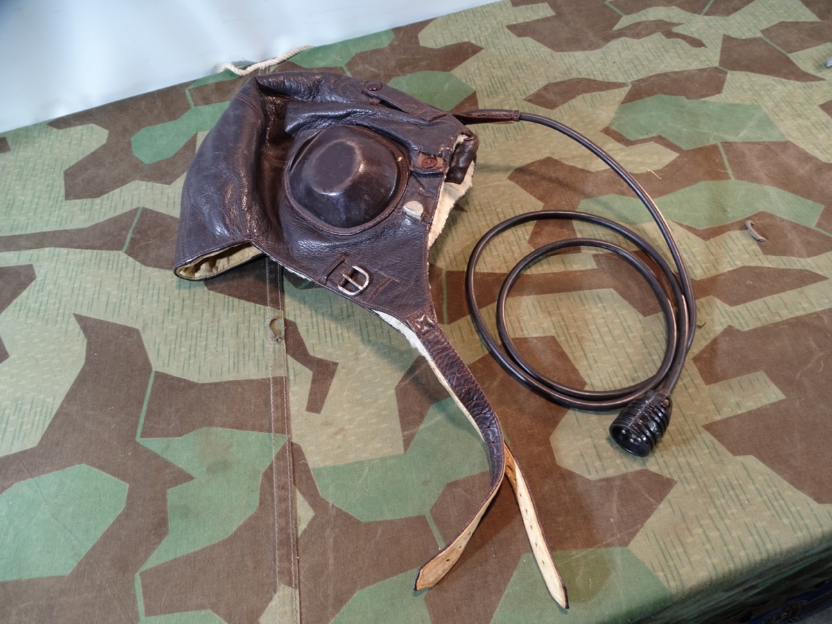 WH Luftwaffe Flieger Lederkopfhaube,  mit Sprechfunk, Lkp W 101 