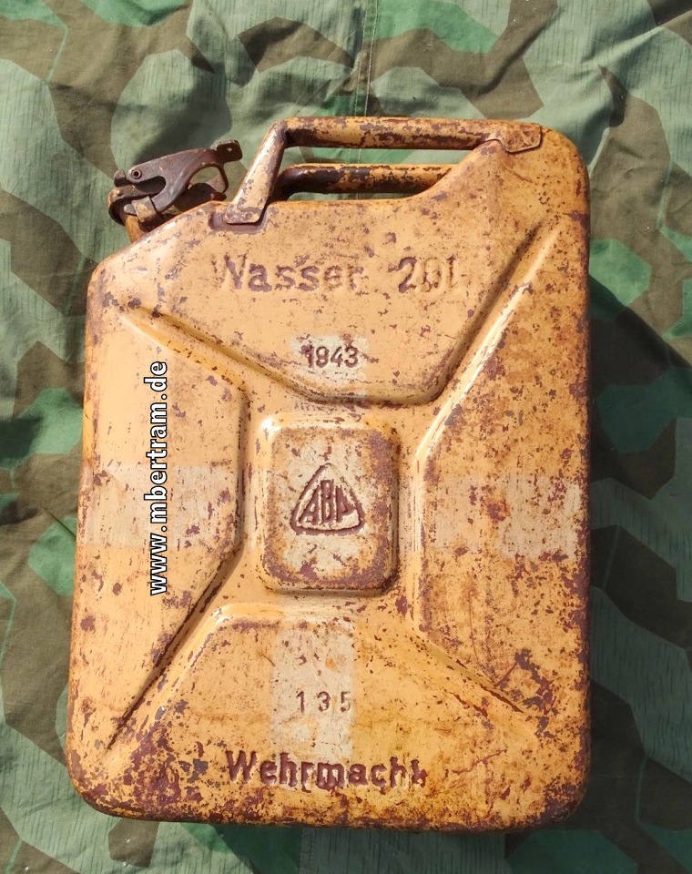 Wasser Kanister, 20 L ," 1943, Wehrmacht." ,Sandgelb, Afrika Korps / Südfront
