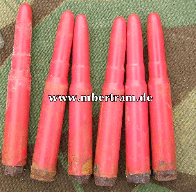 6 Stück rote Kunststoff Exerzierpatronen für K 98