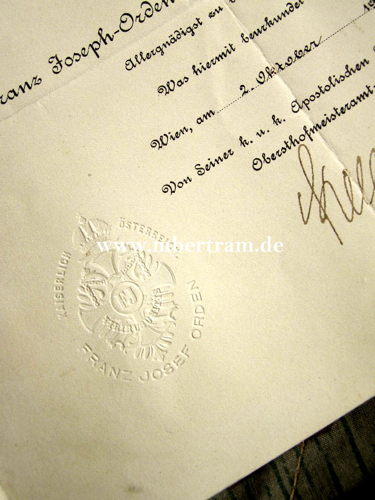 9311-4 2 Urkunden Ritterkr.Franz Joseph Orden, türk. Halbmond
