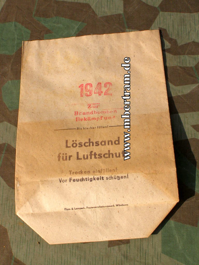 " Löschsand Luftschutz- Brandbomben Bekämpfung 1942 "