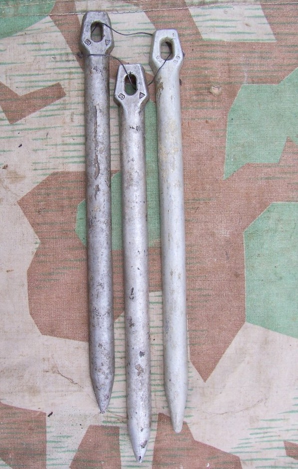 Wehrmacht 3 Stück Zeltheringe aus Aluminium Bauj. 1939