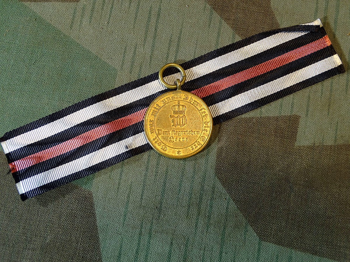 Kriegsdenkmünze 1870/71, Buntmetall mit Band, Buntmetall