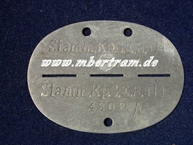 Wehrmacht Erkennungsmarke: Stamm Kp. C.E.B.414