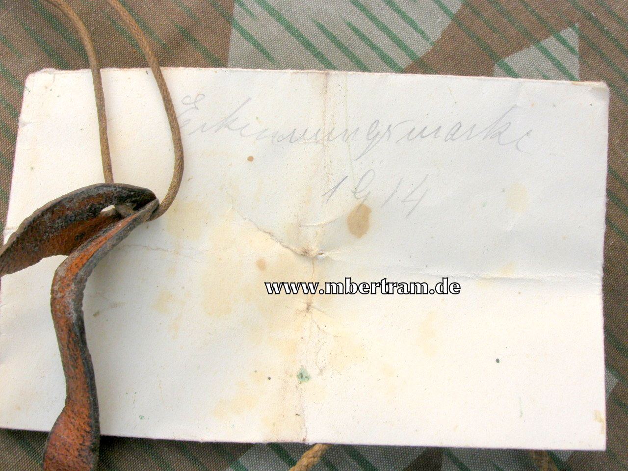 Erkennungsmarke 1. WK, Tragebeutel " I. A. Rgt. 51, 6 B. "