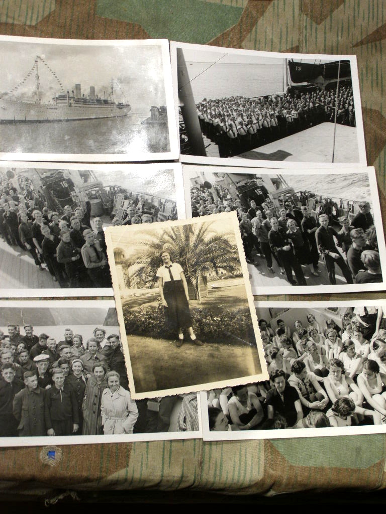 7 Postkartenfotos KdF Schiff " Der Deutsche" HJ /BDM Gruppe