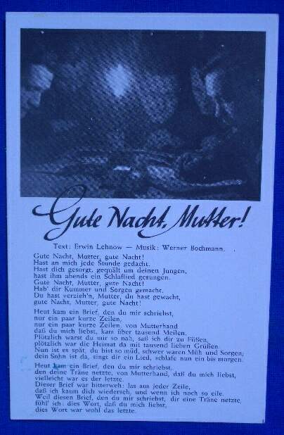 Soldatenlieder Postkarte " Gute Nacht Mutter"