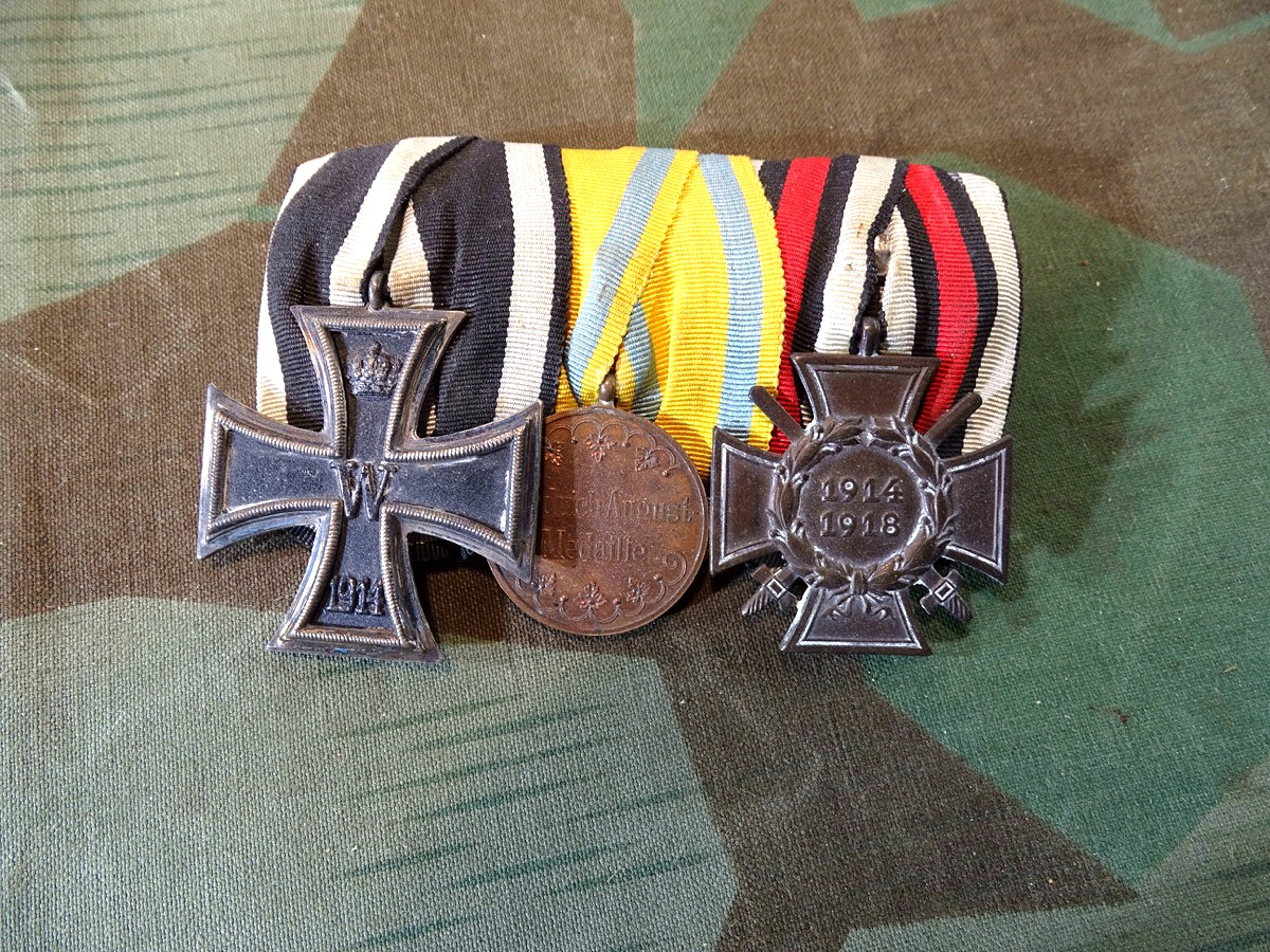 3er Ordensspange EK 2 1914, Friedrich August Medaille, Ehrenkreuz für Frontkämpfer