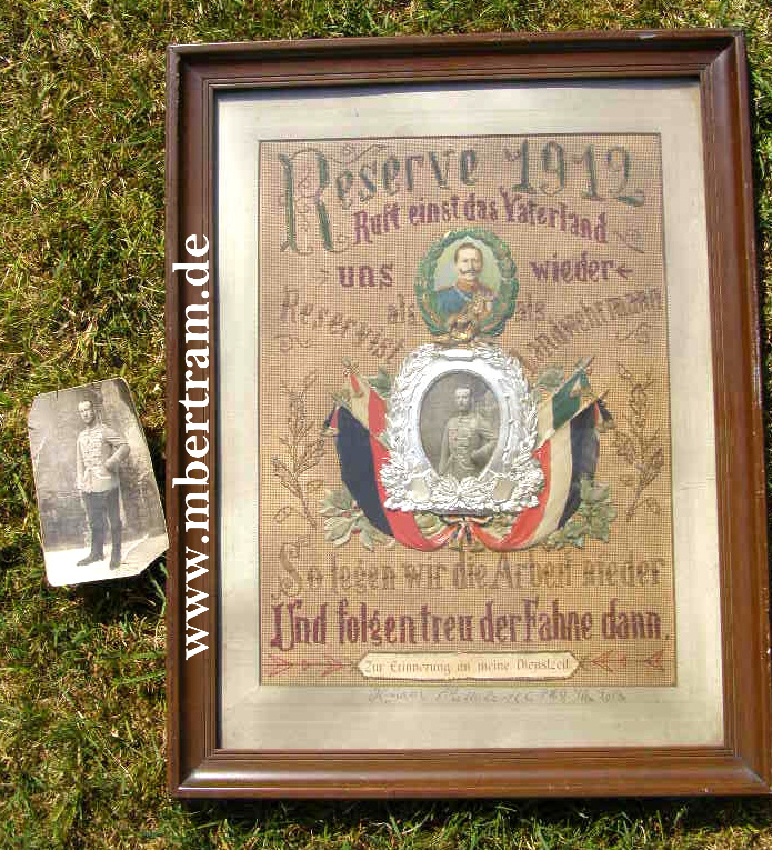 Gesticktes Reservistenbild, Husaren Rgt.9,4. Comp. 1912
