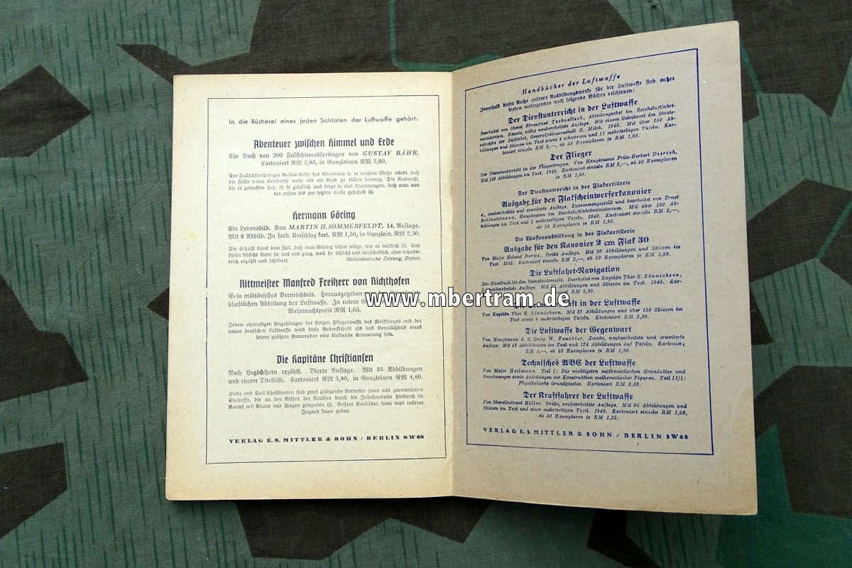Handbücher der Luftwaffe, Der Flugzeugführer, 1940, 135 S. , 85 Abbildungen