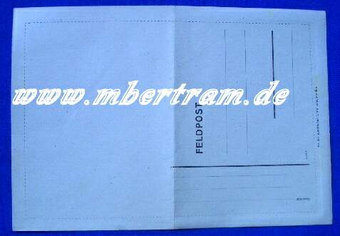 Feldpostbrief, Blanko, ca. 21x14cm. Typische WH Ausrüstung