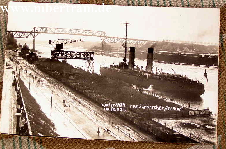 Winter 1929, rus. Eisbrecher " Jermak" im Kanal, ungelaufen