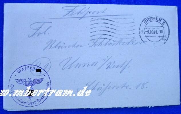 Feldpostbrief Waffen SS Konzentrationslager Neuengamme"